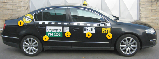 Označení našich vozů Taxi impuls